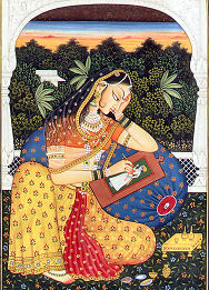 Radha drawing Krishna